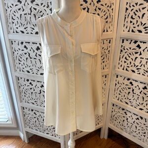 NWT J. Crew Cream Sleeveless Blouse with Pockets Sz 12